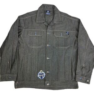 Vintage ASTRONAUTICS Mens XL Heavy Denim Jacket Workwear Y2K Embroidered